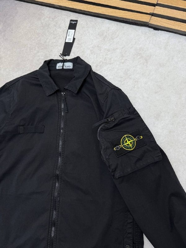 Stone Island Men's Compass Patch Zip-Up Overshirt Collection AAA Quality Reps UK