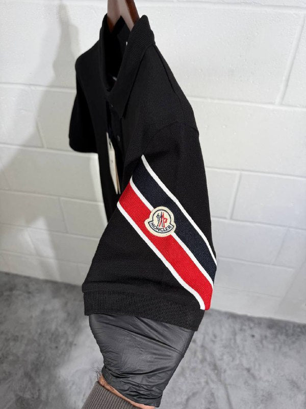 Moncler Tricolor Sleeve-Stripe Cotton Piqué Polo Shirt AAA Quality Reps UK