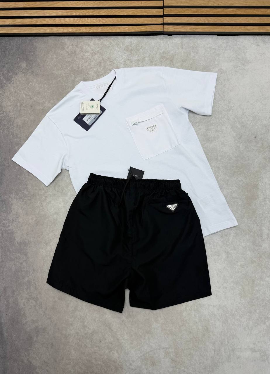 Prada Re-Nylon Pocket T-Shirts & Shorts Sets Men's Multiple Colors UK Reps AAA Quality