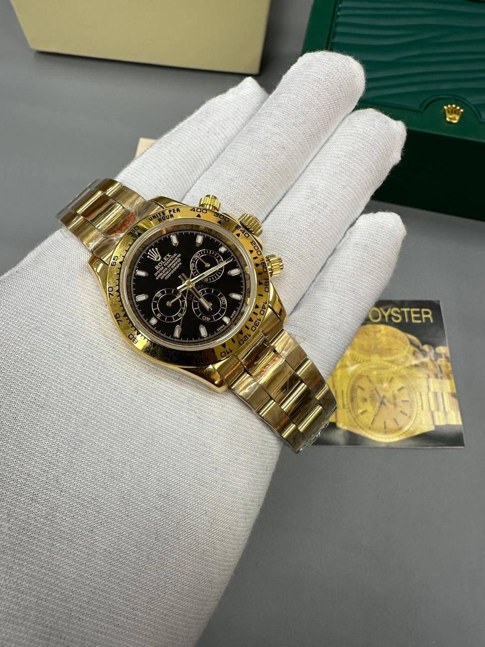 Rolex Daytona Black Dial Yellow Gold Mens Watch UK Reps AAA Quality