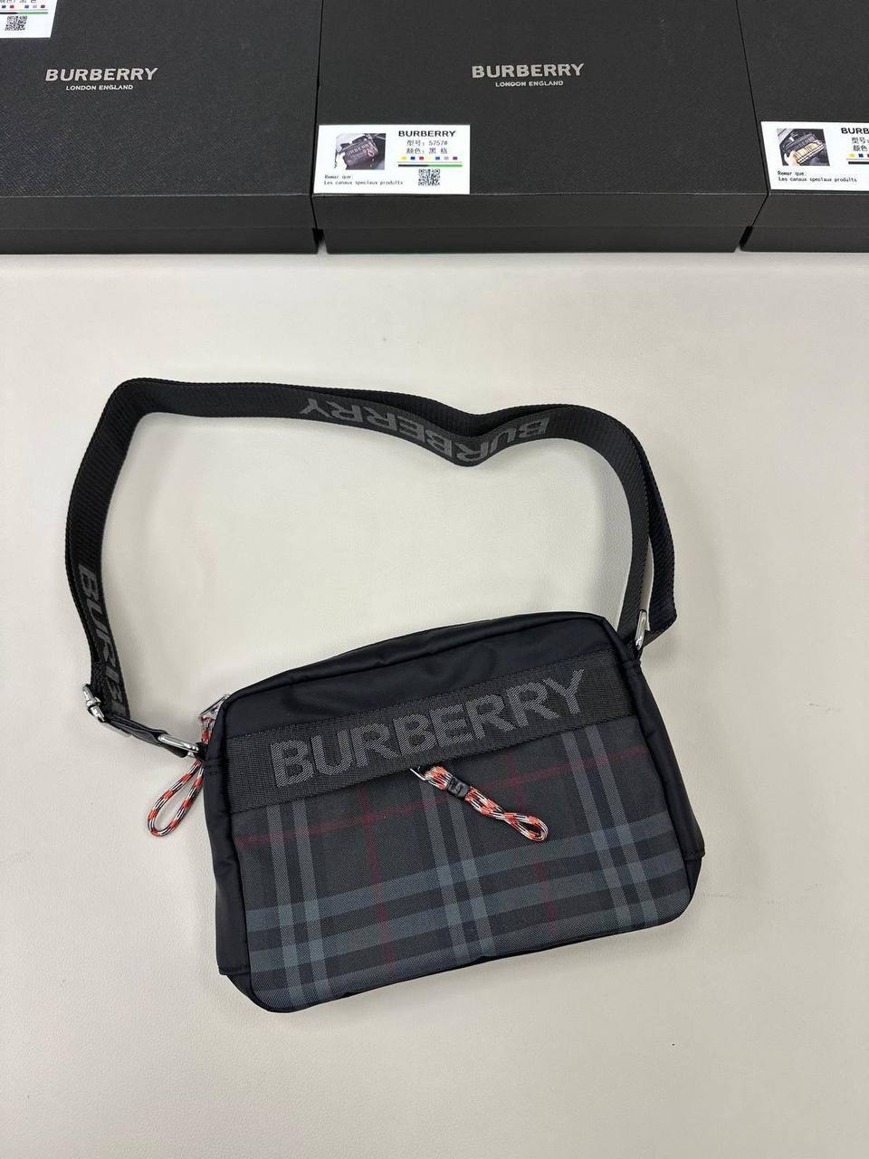 Burberry Paddy Crossbody Bag Dark Charcoal House Check Monogram Messenger UK Reps AAA Quality