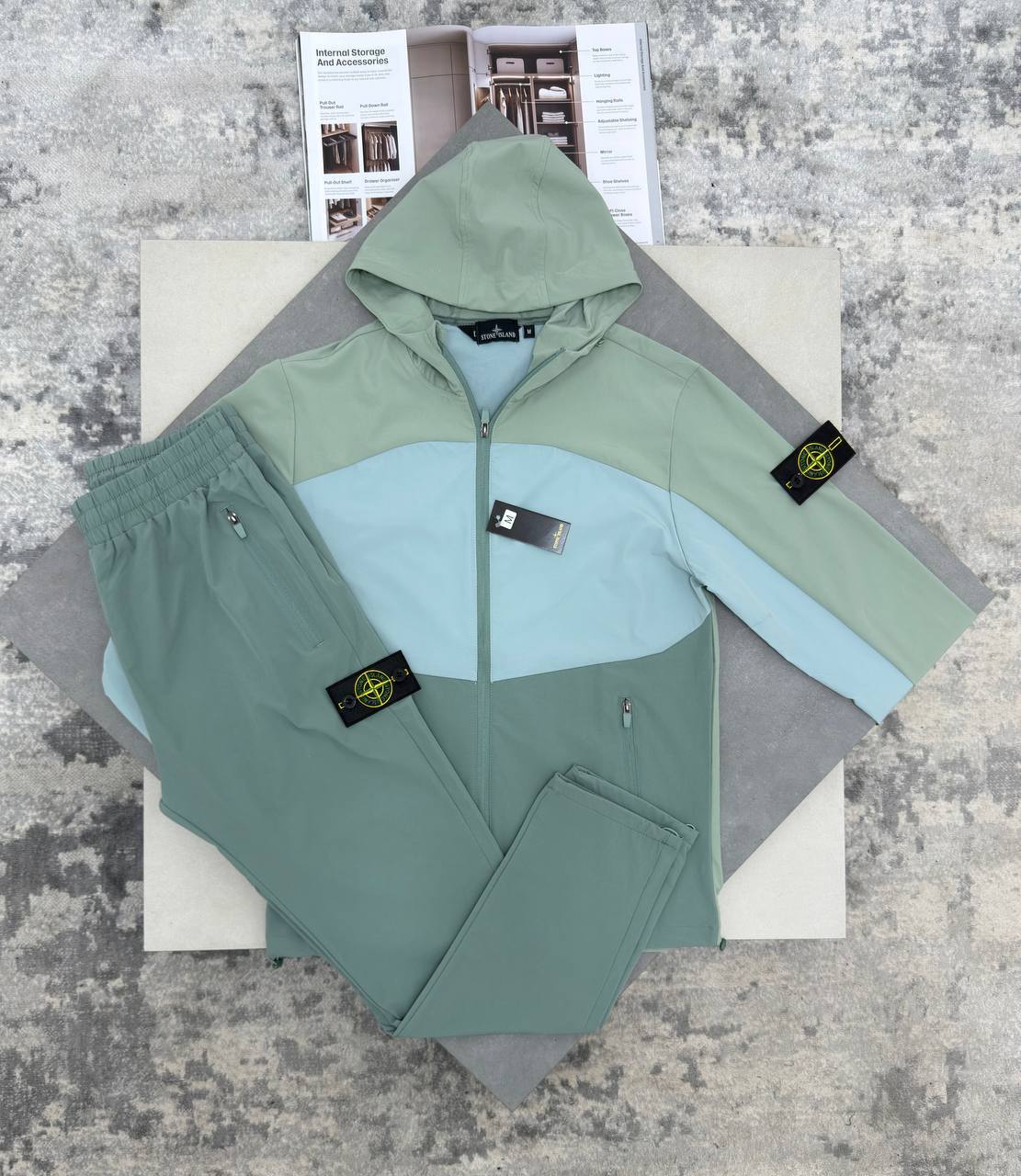 Stone Island Streetwear Styling Tracksuits Mens in Sage Green UK Reps AAA Quality