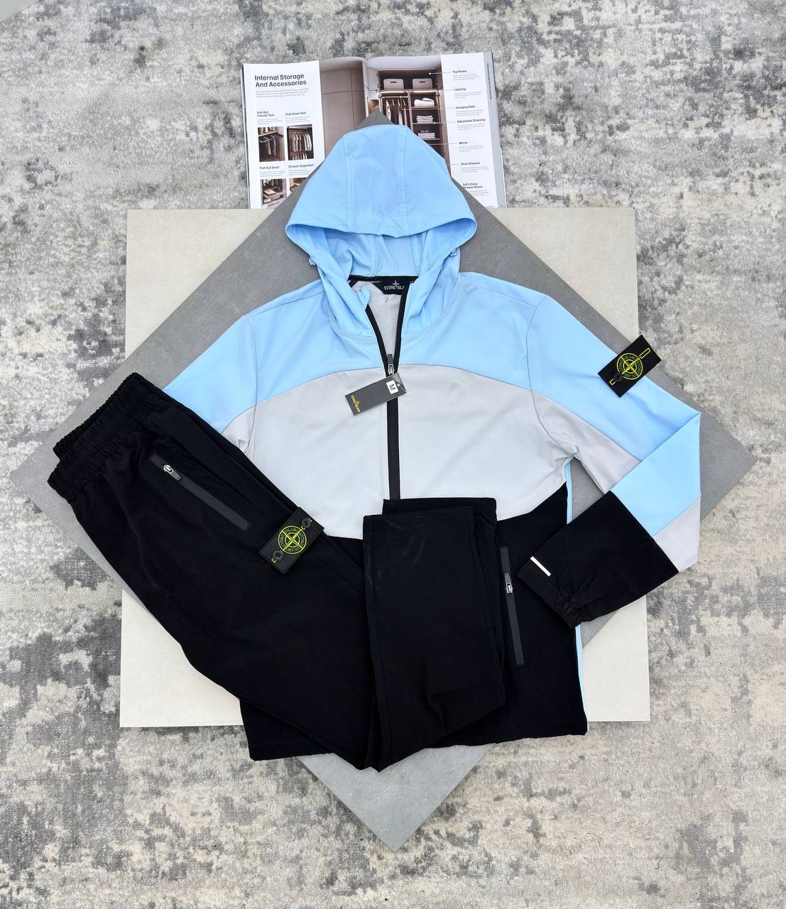 Stone Island Streetwear Styling Tracksuits Mens in Grey/Black UK Reps AAA Quality
