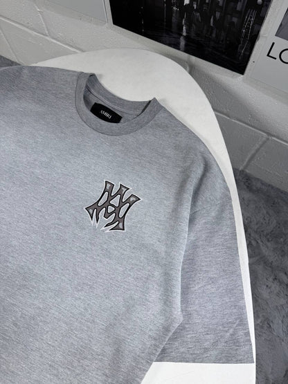 Amiri MA Logo Men's Luxury Embroidered Grey Cotton T-Shirt AAA Quality Reps UK