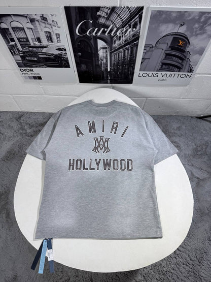 Amiri MA Logo Men's Luxury Embroidered Grey Cotton T-Shirt AAA Quality Reps UK
