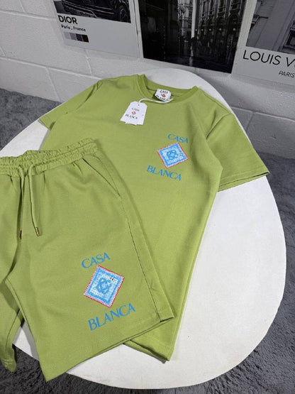 Casablanca Men's Luxury Diamond Logo T-Shirt and Shorts Set AAA Quality Reps UK