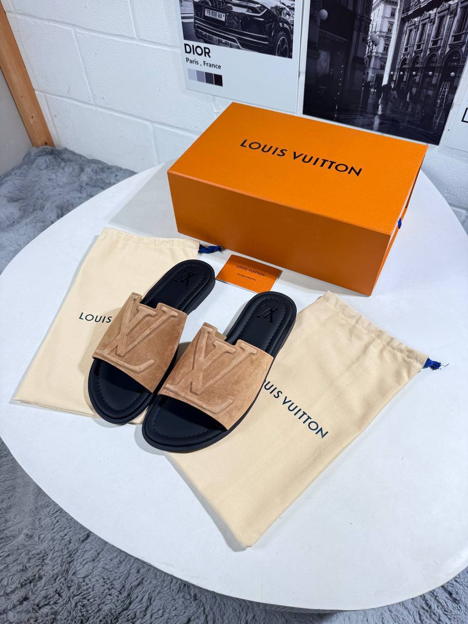 Louis Vuitton Men's Luxury Waterproof Suede Mule Slide AAA Quality Reps UK