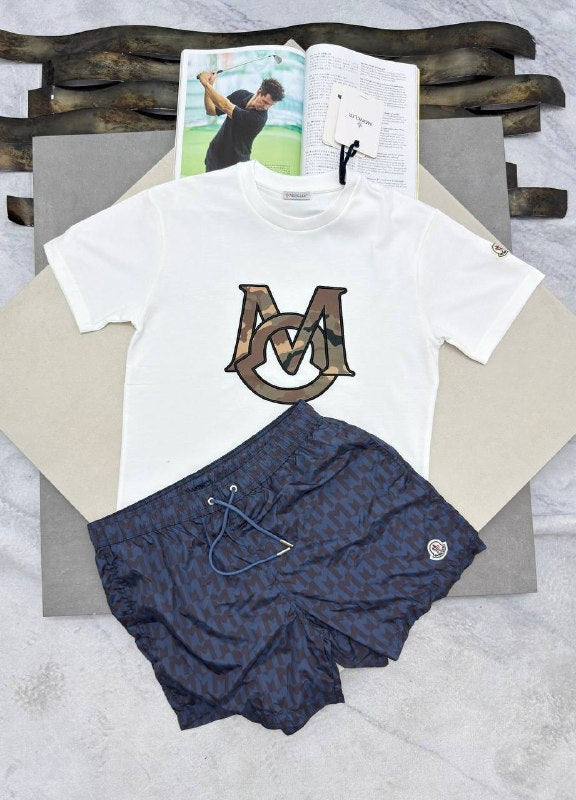 Moncler Men's Luxury Camouflage Logo T-Shirt and Shorts Set AAA Quality Reps UK