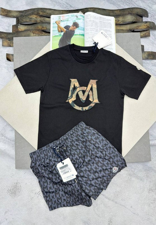 Moncler Men's Luxury Camouflage Logo T-Shirt and Shorts Set AAA Quality Reps UK