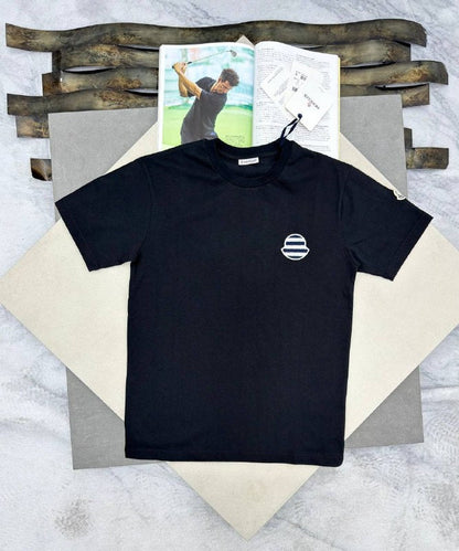 Moncler Men's Luxury Striped Emblem Crewneck T-Shirt AAA Quality Reps UK