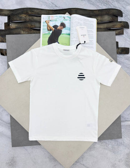 Moncler Men's Luxury Striped Emblem Crewneck T-Shirt AAA Quality Reps UK