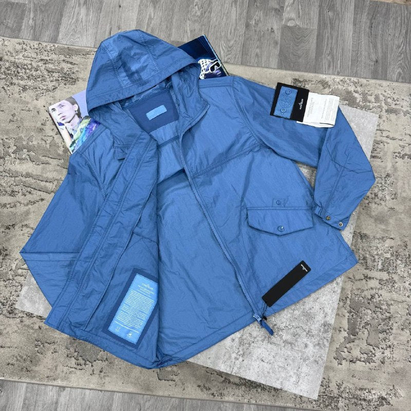 Stone Island Men's Luxury Hooded Crinkle Nylon Windbreaker Jacket AAA Quality Reps UK