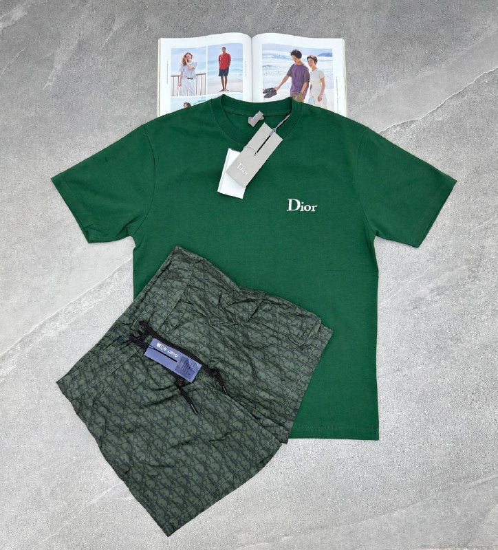 Dior Men's White T-Shirt and Oblique Motif Shorts Set AAA Quality Reps UK