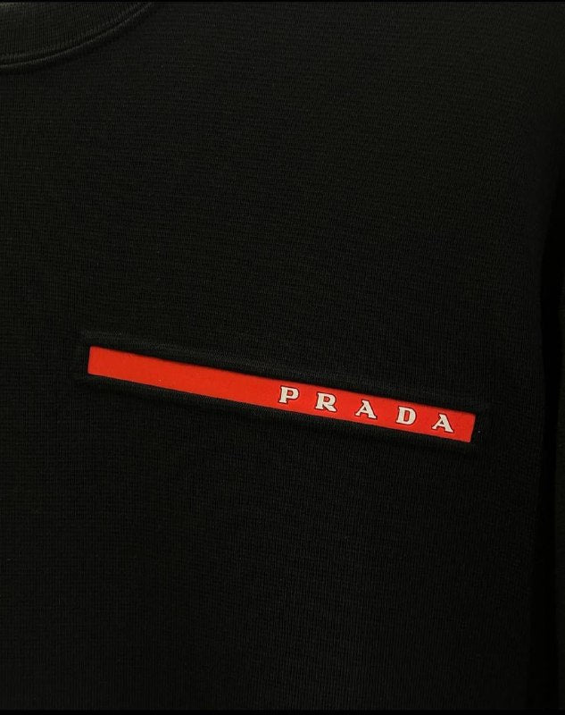 Prada Linea Rossa Men's White Piqué Cotton Red Logo Stripe T-Shirt AAA Quality Reps UK