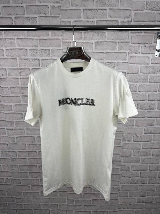 Moncler Men's Summer Essentials: Blurred-Logo Tee & Tricolor Swim Shorts Set AAA Quality Reps UK