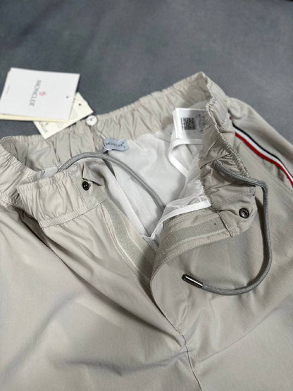 Moncler Men's Summer Essentials: Blurred-Logo Tee & Tricolor Swim Shorts Set AAA Quality Reps UK