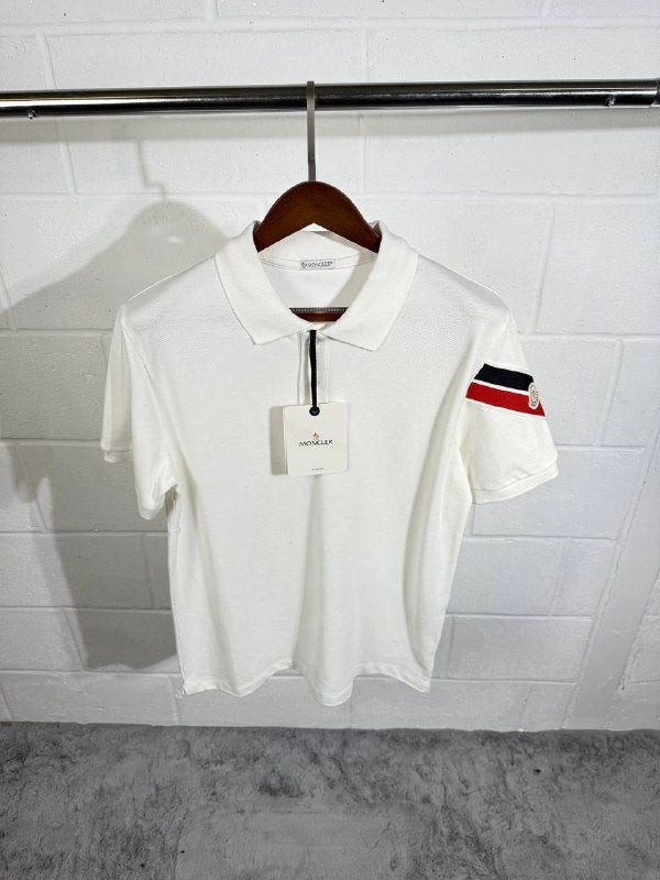 Moncler Men's Luxury Summer Lifestyle: Tricolor Sleeve Polo & Nylon Swim Shorts Set AAA Quality Reps UK