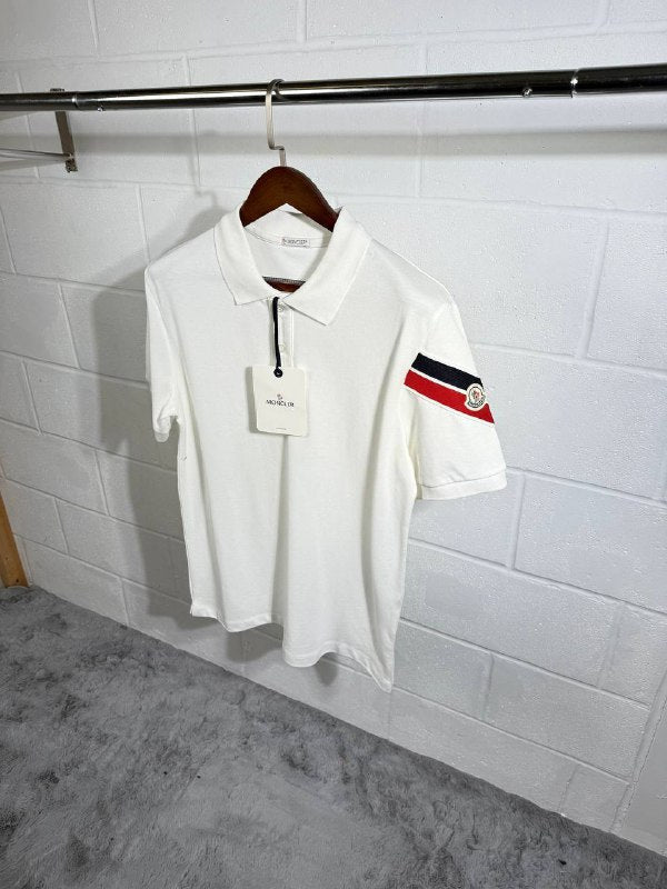 Moncler Men's Luxury Summer Lifestyle: Tricolor Sleeve Polo & Nylon Swim Shorts Set AAA Quality Reps UK