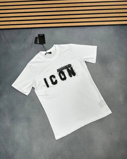 DSQUARED2 "ICON" Spray Paint Print Black Graphic T-Shirt AAA Quality Reps UK