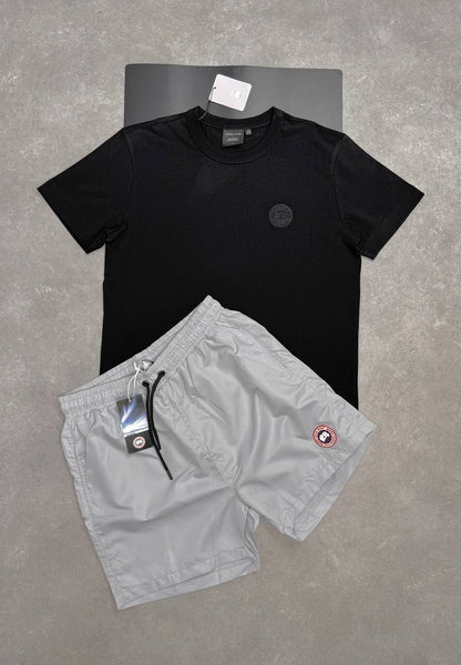 Canada Goose Black Label Tee and Arctic Disc Swim Shorts Set AAA Quality Reps UK