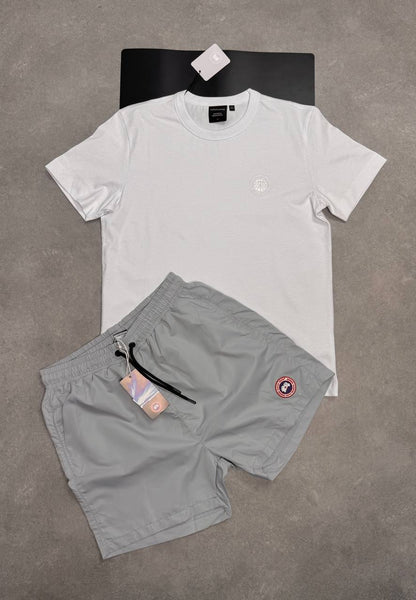 Canada Goose Black Label Tee and Arctic Disc Swim Shorts Set AAA Quality Reps UK