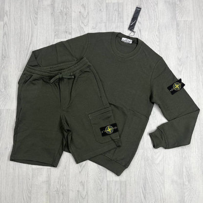 Stone Island Compass Patch Crewneck Sweatshirt and Cargo Shorts Set AAA Quality Reps UK