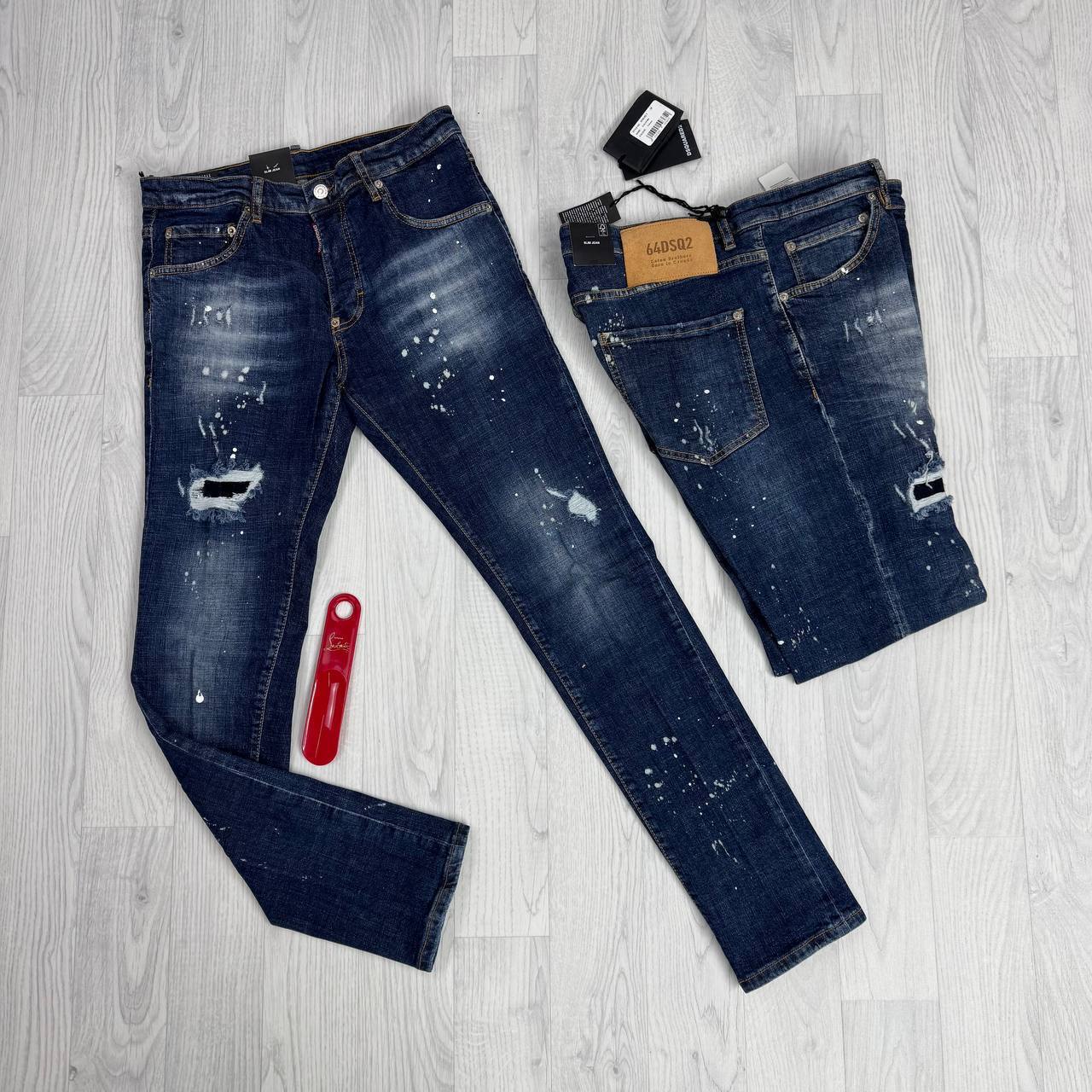 Dsquared2 Distressed Paint Splatter Slim Fit Denim Jeans AAA Quality Reps UK