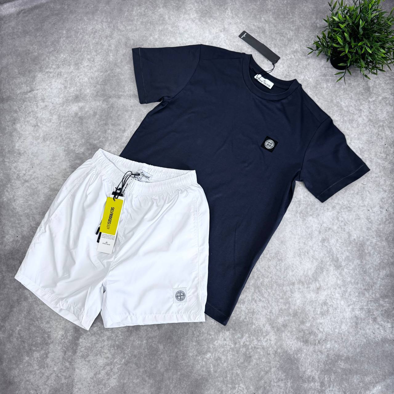 Stone Island Men’s Luxury Summer Compass Patch Cotton T-Shirts & Nylon Swim Shorts AAA Quality Reps UK