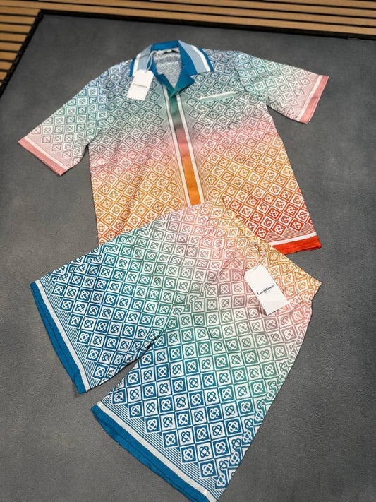 Casablanca Men's 'Gradient Diamond Monogram' Silk Summer Set AAA Quality Reps UK