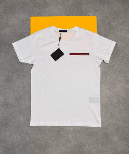 Prada Linea Rossa Logo Minimalist Crewneck T-Shirt Set AAA Quality Reps UK