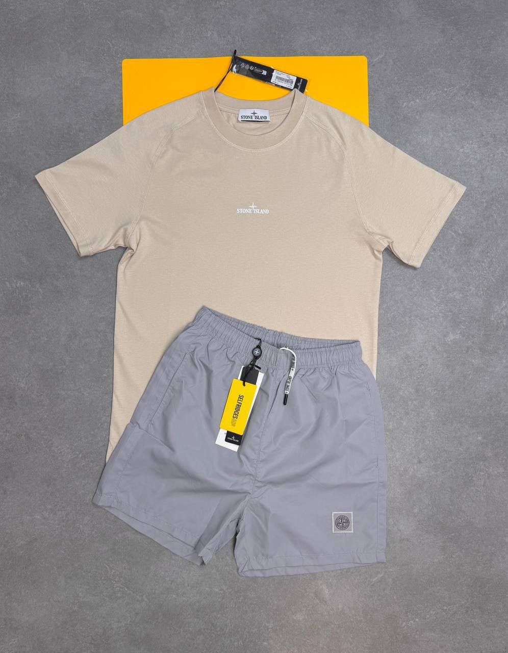 Stone Island Back-Graphic Tee & Shorts Outfit Set AAA Quality Reps UK