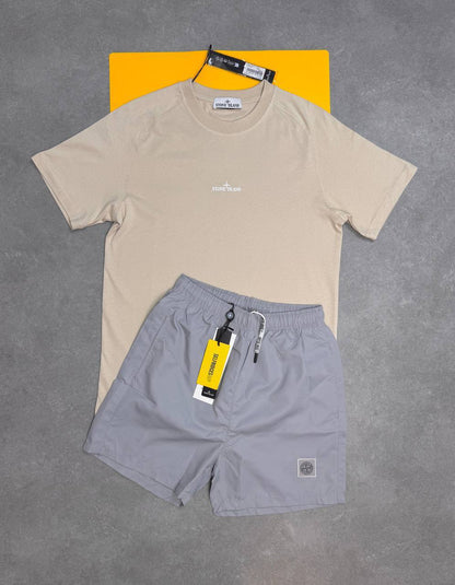 Stone Island Back-Graphic Tee & Shorts Outfit Set AAA Quality Reps UK