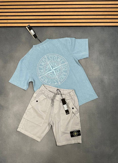 Stone Island Graphic Tee & Technical Swim Shorts Set AAA Quality Reps UK
