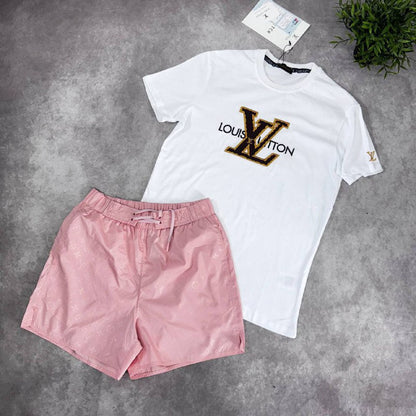 Louis Vuitton Men's Luxury Resort Wear Collection Monogram T-Shirts & Swim Shorts AAA Quality Reps UK