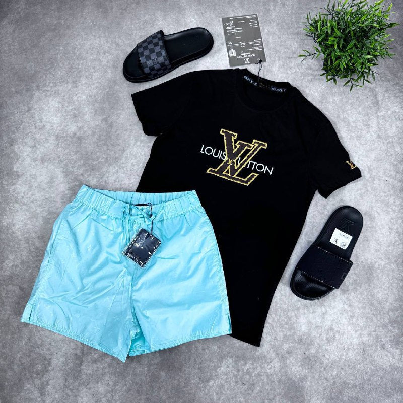 Louis Vuitton Men's Luxury Resort Wear Collection Monogram T-Shirts & Swim Shorts AAA Quality Reps UK