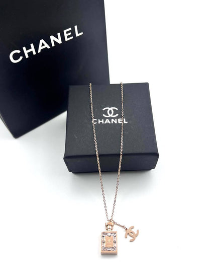 Chanel No. 5 Miniature Perfume Bottle Pendant Necklace and Earring Gift Set AAA Quality Reps UK