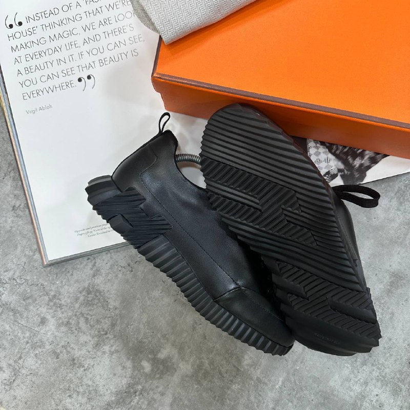 Hermès Men's Luxury Bouncing Black Leather Sneakers AAA Quality Reps UK