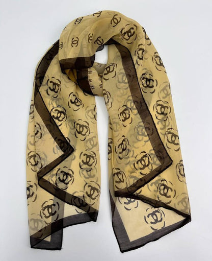 Chanel Women's All-Over CC Interlocking Monogram Chiffon Scarf Collection AAA Quality Reps UK