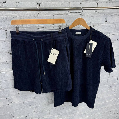 Dior Men's Oblique Terry Cotton Jacquard T-Shirt & Bermuda Shorts Collection AAA Quality Reps UK