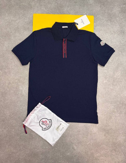 Moncler Men's Tricolor Placket Cotton Piqué Polo Shirt AAA Quality Reps UK