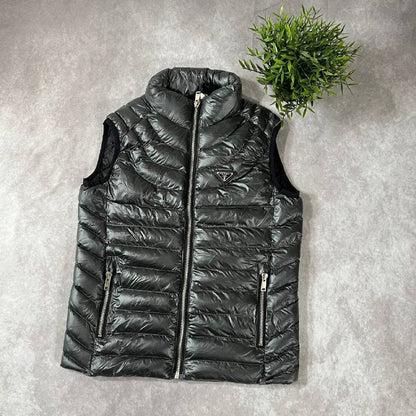 Prada Men's Glossy Black Enamel Triangle Logo Puffer Vest Gilet AAA Quality Reps UK