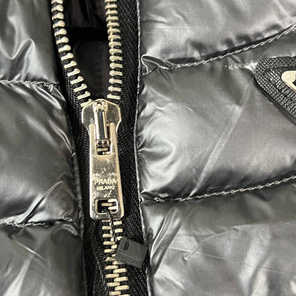 Prada Men's Glossy Black Enamel Triangle Logo Puffer Vest Gilet AAA Quality Reps UK