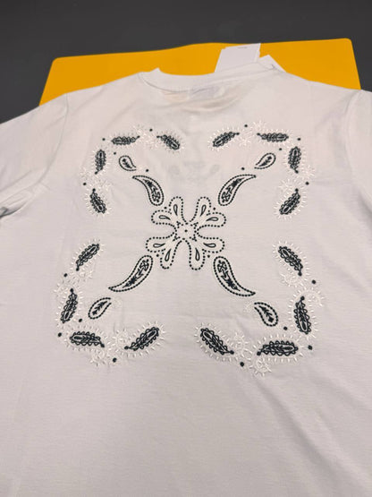 Off-White Men's Luxury Embr Bandana Arrow Cotton Graphic Tee AAA Quality Reps UK