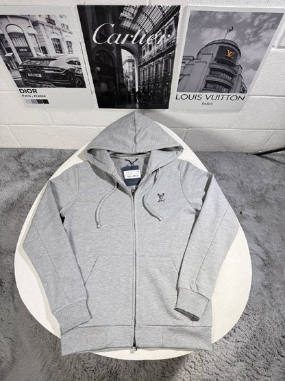 Louis Vuitton Men's Luxury Metal Logo Grey Fleece Tracksuit AAA Quality Reps UK