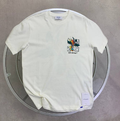 Off-White Men's Luxury Bird Embroidered Arrows Motif Black T-Shirt AAA Quality Reps UK