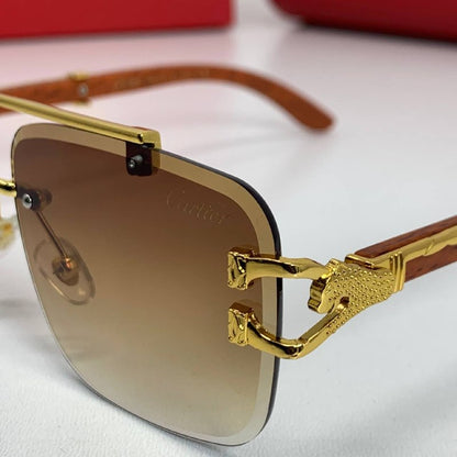Cartier Men's Luxury Rimless Wood Temples Sunglasses Collection Set AAA Quality Reps UK