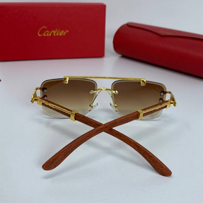 Cartier Men's Luxury Rimless Wood Temples Sunglasses Collection Set AAA Quality Reps UK