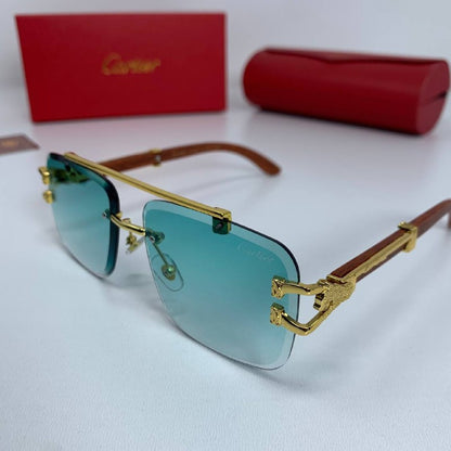 Cartier Men's Luxury Rimless Wood Temples Sunglasses Collection Set AAA Quality Reps UK