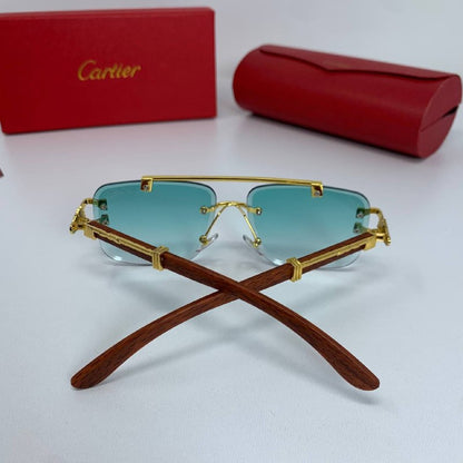 Cartier Men's Luxury Rimless Wood Temples Sunglasses Collection Set AAA Quality Reps UK