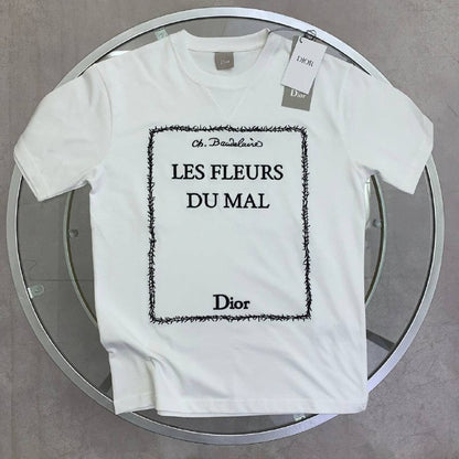 Dior Men's Luxury T-Shirt featuring Les Fleurs du Mal Book Cover Graphic AAA Quality Reps UK